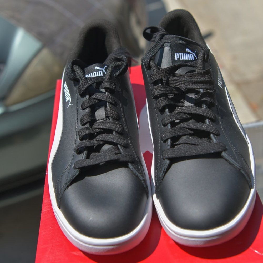 Puma Smash V2 Men's Leather Sneaker BLACK - Picture 2 of 7